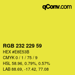Color code: RGB 232 229 59 | qconv.com