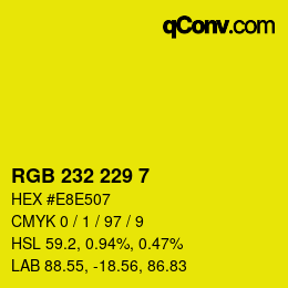 Color code: RGB 232 229 7 | qconv.com