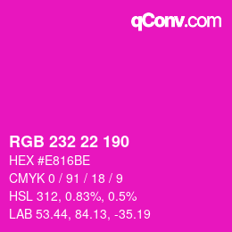 Color code: RGB 232 22 190 | qconv.com