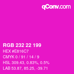 Color code: RGB 232 22 199 | qconv.com