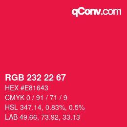 Color code: RGB 232 22 67 | qconv.com