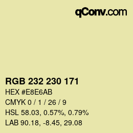 Color code: RGB 232 230 171 | qconv.com