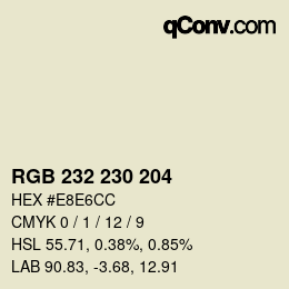 カラーコード: RGB 232 230 204 | qconv.com