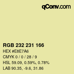 Color code: RGB 232 231 166 | qconv.com