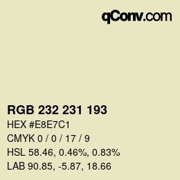 Color code: RGB 232 231 193 | qconv.com