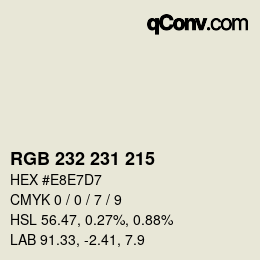 Color code: RGB 232 231 215 | qconv.com