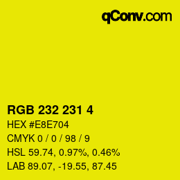 Color code: RGB 232 231 4 | qconv.com