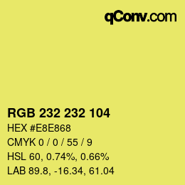 Color code: RGB 232 232 104 | qconv.com