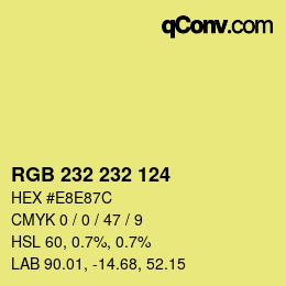 Color code: RGB 232 232 124 | qconv.com
