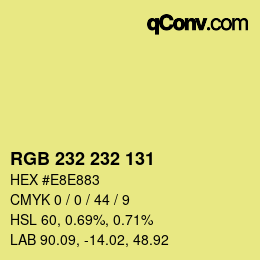 Color code: RGB 232 232 131 | qconv.com