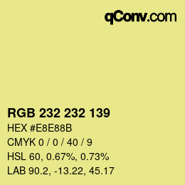 カラーコード: RGB 232 232 139 | qconv.com