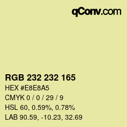 Color code: RGB 232 232 165 | qconv.com