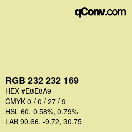 Color code: RGB 232 232 169 | qconv.com