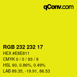 Color code: RGB 232 232 17 | qconv.com