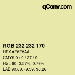 Color code: RGB 232 232 170 | qconv.com