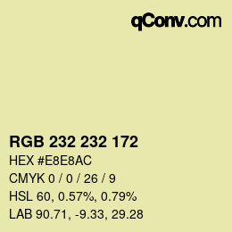 Color code: RGB 232 232 172 | qconv.com