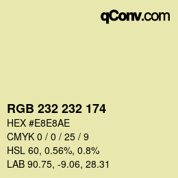 Color code: RGB 232 232 174 | qconv.com