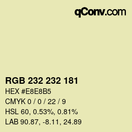 Color code: RGB 232 232 181 | qconv.com