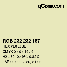 Color code: RGB 232 232 187 | qconv.com