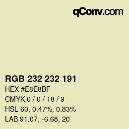 Color code: RGB 232 232 191 | qconv.com