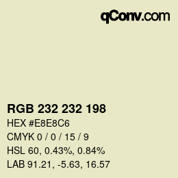 Farbcode: RGB 232 232 198 | qconv.com