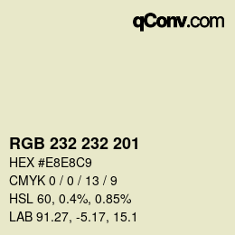 Color code: RGB 232 232 201 | qconv.com