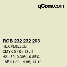 Código de color: RGB 232 232 203 | qconv.com
