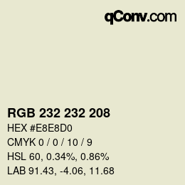 Color code: RGB 232 232 208 | qconv.com
