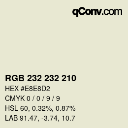 Color code: RGB 232 232 210 | qconv.com