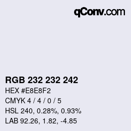 Color code: RGB 232 232 242 | qconv.com