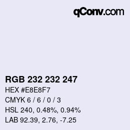 Color code: RGB 232 232 247 | qconv.com