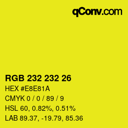 Color code: RGB 232 232 26 | qconv.com