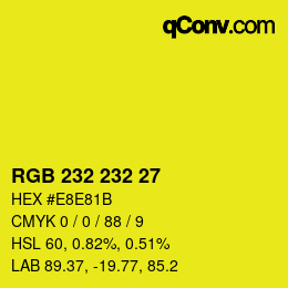 Color code: RGB 232 232 27 | qconv.com