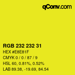 Color code: RGB 232 232 31 | qconv.com