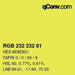 Color code: RGB 232 232 81 | qconv.com