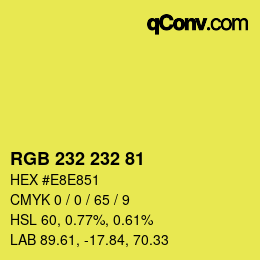 Color code: RGB 232 232 81 | qconv.com