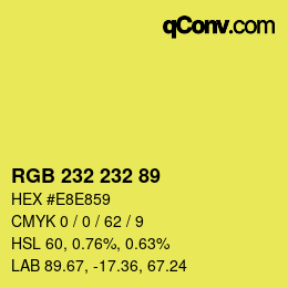Color code: RGB 232 232 89 | qconv.com