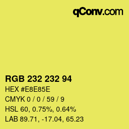 Color code: RGB 232 232 94 | qconv.com