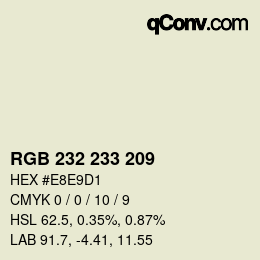 Color code: RGB 232 233 209 | qconv.com
