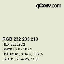 Color code: RGB 232 233 210 | qconv.com