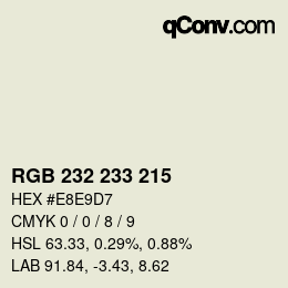 カラーコード: RGB 232 233 215 | qconv.com