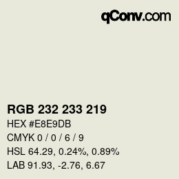Color code: RGB 232 233 219 | qconv.com
