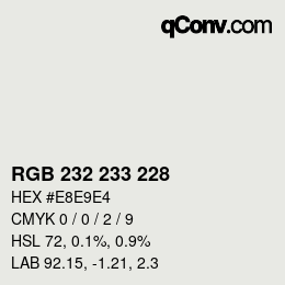 Color code: RGB 232 233 228 | qconv.com
