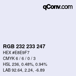 Farbcode: RGB 232 233 247 | qconv.com