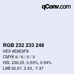 Color code: RGB 232 233 248 | qconv.com