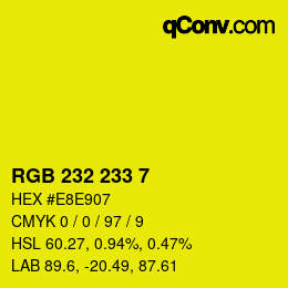 Code couleur: RGB 232 233 7 | qconv.com