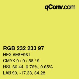 Color code: RGB 232 233 97 | qconv.com
