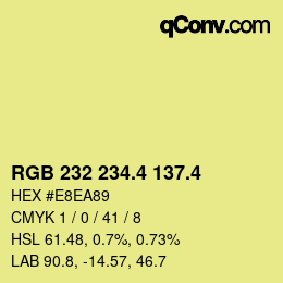 カラーコード: RGB 232 234.4 137.4 | qconv.com