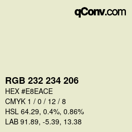 カラーコード: RGB 232 234 206 | qconv.com