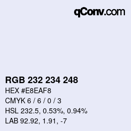 Color code: RGB 232 234 248 | qconv.com